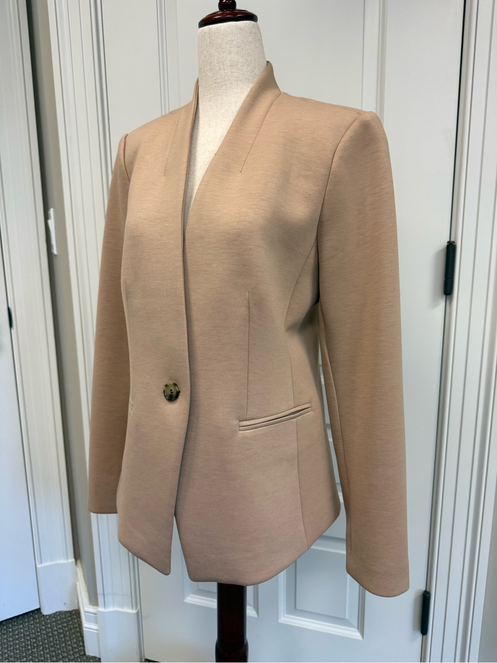 Ann Taylor Neutral Beige Single-Button Blazer Blazer, Size 4